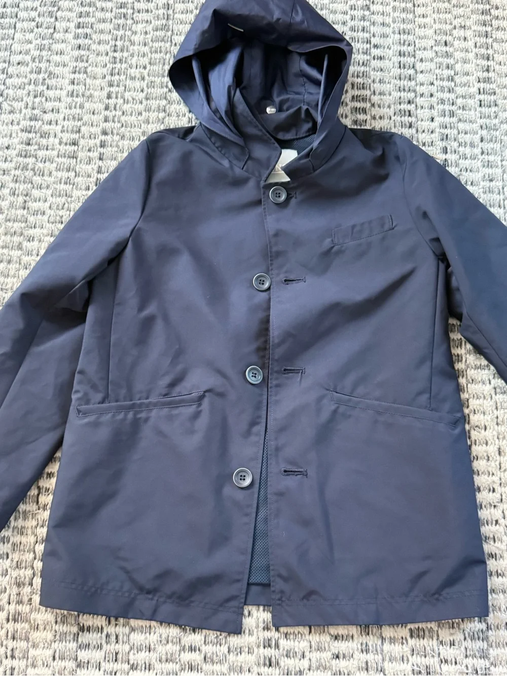 Herno Navy Hooded Kids Raincoat Size 8